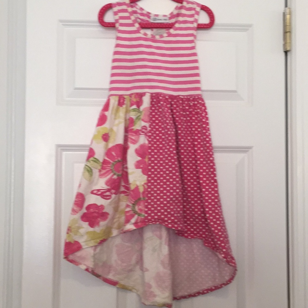 Bonnie Jean Hi-Low Mixed-Pattern Dress